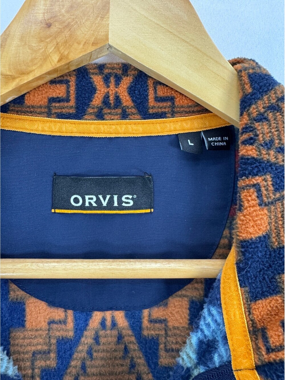 Orvis Aztec Geometric Gorpcore Outdoor Warm Fleece Pullover Quarter Zip Men's L - Picture 4 of 10